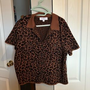 Addition Elle Brown Leopard Print Cardigan